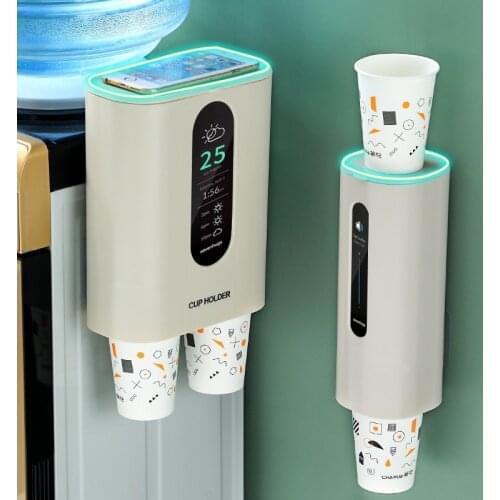 Disposable Paper Cups Dispenser Plastic Cup Holder for Water Dispenser Wall Mounted Automatic Cup Storage Rack Cups Container