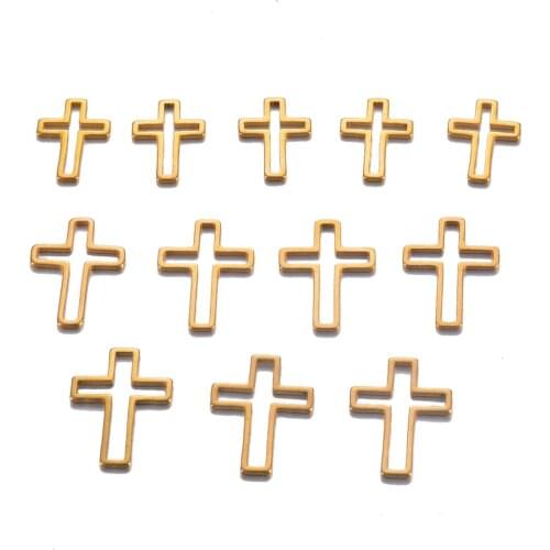 10Pcs/1Lot Stainless Steel Gold-Plated Teardrop Earrings Connector Cross-Shaped Pendant DIY For Jewelry Making Accessories
