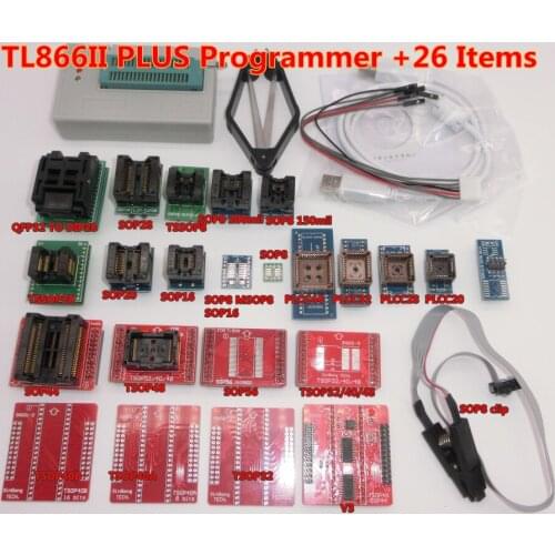 100% ORIGINAL TL866II PLUS programmer +26 ADAPTERS NAND TSOP48 QFP32 SOP28