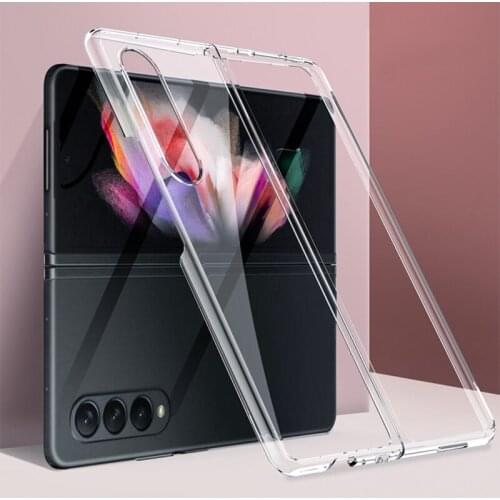 Electroplating Transparent Folding Phone Case For Samsung Galaxy Z Fold 3 Fold3 Crystal Clear Transparent Hard PC Plastic Cover