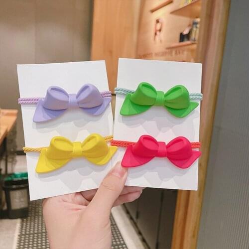 Korean Style Fresh Three-dimensional Bow Hair Ring Simple Girl Candy Color Frosted Hair Ties for Women Fashion Hair Accessories