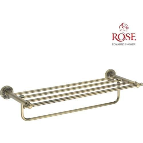 ROSE shelf towel metal, towel holder, grill on the wall for towels, rack towel,brass composition,two tiers,the grille is made of brass for towel RG1008Q