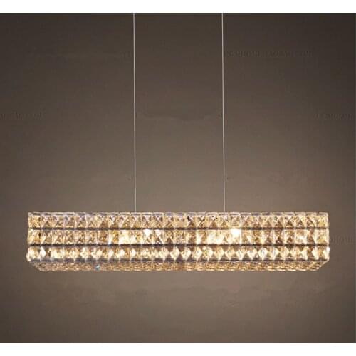 Luxurious Crystal Chandelier Light Fixture Rectangle Crystal Drop Lamparas for Living room Dining room Cafe Hotel Decoration
