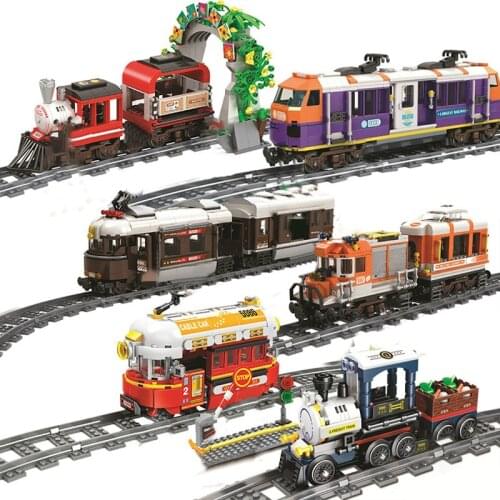 City Christmas Trains Track railway Rails sets Model building Blocks Sets Bricks Kid Toy Compatible All Brands gifts