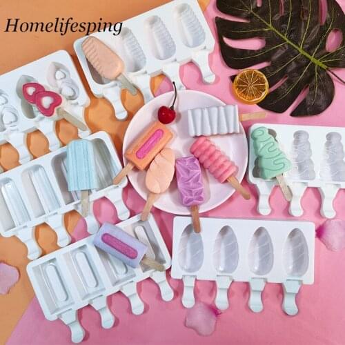 3D DIY Silicone Ice Cream Mold Handmade Eco-Friendly Popsicle Mold Mousse Dessert Freezer Juice Ice Cube Tray Barrel Maker Mould