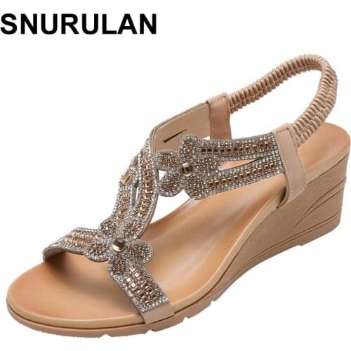 SNURULANBohemian Womens Wedge Shoes Sandals Casual Shoes Wedge Sandals Beach Slippers Sandals Zapatos Sandalias Mujer