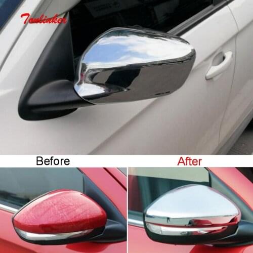 Tonlinker Exterior Rear view mirror Cover case Stickers for Citroen C-Elysee 2014-18 Car Styling 2 PCS ABS Chrome Cover stickers