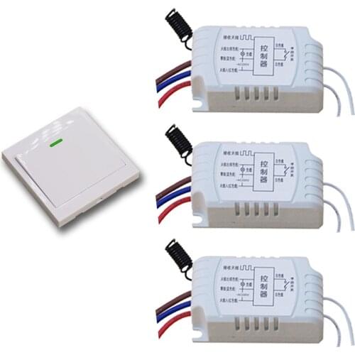 Top AC220V Wireless Remote Control Switch System 3pcs Receiver + Wall Panel Remote Transmitter Sticky Remote Smart Home Switch