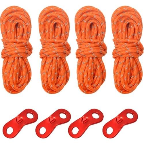 Outdoor Hiking Gear Camping Tent Windproof Rope Ground Nail Fixed Draw Rope Night Reflective Rope Set Double Eye Rope Buckle