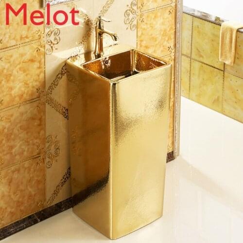 European style toilet gold column basin individual color gold floor column basin relief wash basin wash basin art basin