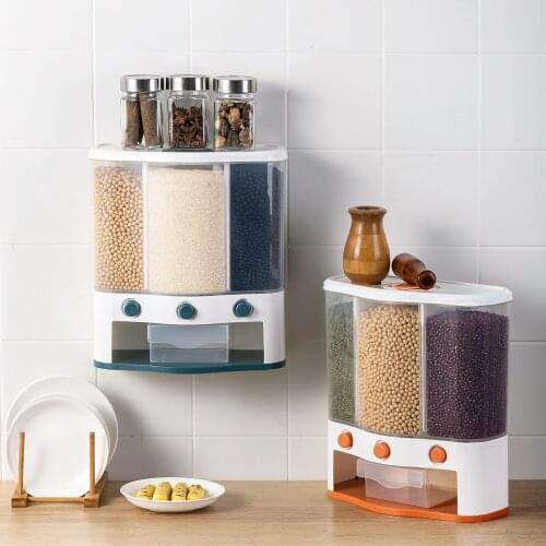 6L Moisture-Proof And Insect-Proof Rice Bucket, Grain Storage Classification Tank, Wall-Mounted Rice Storage Box