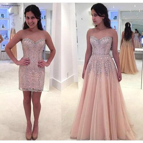 High Quality Pink Detachable Evening Dresses 2019 New Arrival Sweetheart Beaded Holiday Wear Formal Party Prom Gowns Plus Size