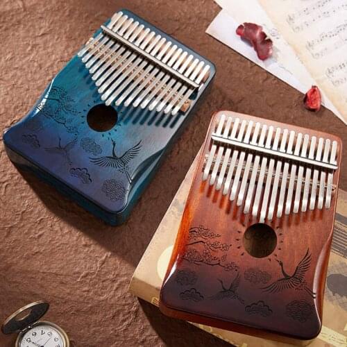 High Quality Bull Kalimba 17 key Thumb Piano Wood Mahogany Mbira Body Musical Instruments Kalimba Piano with Accessories Gift