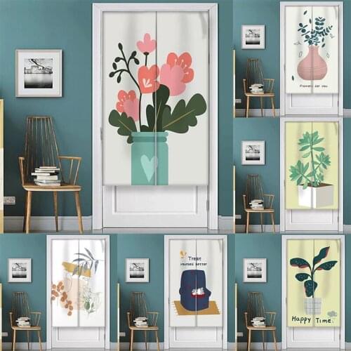 Japanese Cotton Linen Plant Door Curtain Doorway Hanging Curtain Home Decoration Partition Curtain Blackout Curtain