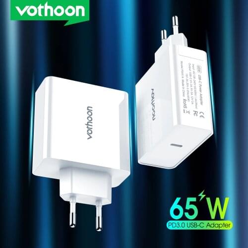Vothoon 65W USB C Charger Quick Charge 4.0 3.0 QC4.0 PD3.0 USB C Type C Fast USB Charger For Macbook Pro ipad pro iPhone Samsung