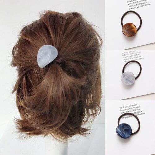 Popular Korean Acrylic Hair Rope Girls Marble Vein High Elasticity High Quality Rubber Band Elegant Women Hair Accessories 1PC
