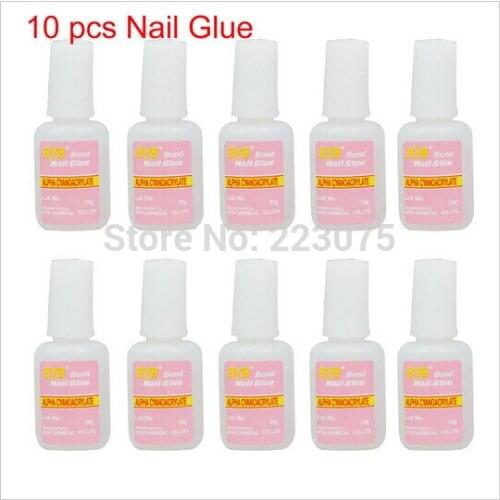10 Pcs 10g BYB False Nail Art Glue Tips Glitter Acrylic Decoration with Brush New