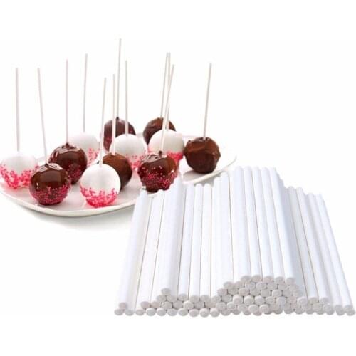 100 Pcs 15cm Food-grade Pop Sucker Ice Cream Chocolate Sticks Cake Paper Lolly Lollipop Candy Chocolate DIY Modelling Moulds