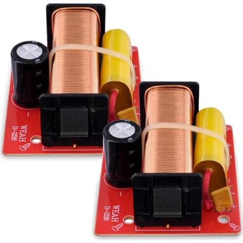 2PCS 2 Way 100W DIY Speaker Filter Circuit Treable Bass Frequency Divider Home Theater Hifi Stereo Audio Crossover Filters