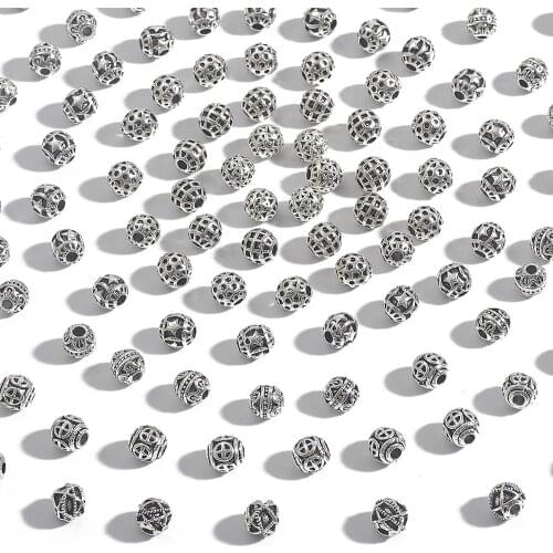 20pcs of mixed size Faux hollow beads alloy jewelry accessories and parts plating ancient silver DIY jewelry accessories jewelry
