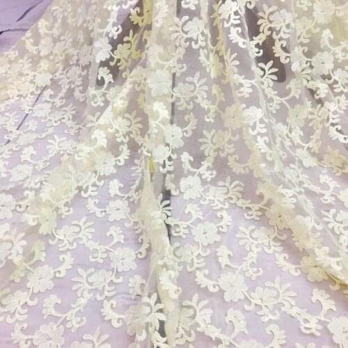 5y High Quality French Organza Milk Silk Embroidery Lace Fabrics,6 colors African Net Lace Fabric Nigerian Tulle Mesh Lace Cloth