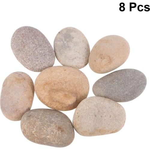 8PCS Childrens Drawing Painted Rocks Stones Cartoon Creative Stones Hand-painted DIY Polishing Pebbles - 3-5cm (Mixed Color)