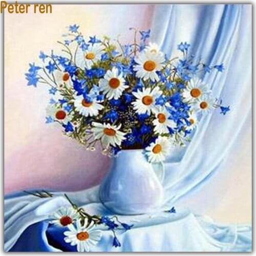 White Daisy Diamond embroidery flower square Diamond Mosaic full icon diamond painting the living room section Arts and Crafts