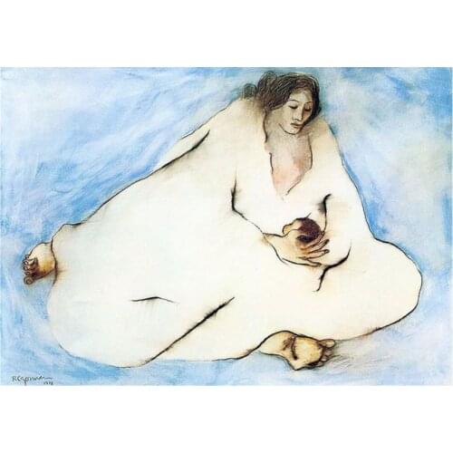 Free delivery of women holding children canvas prints oil painting printed on canvas wall art decoration picture Home Decor