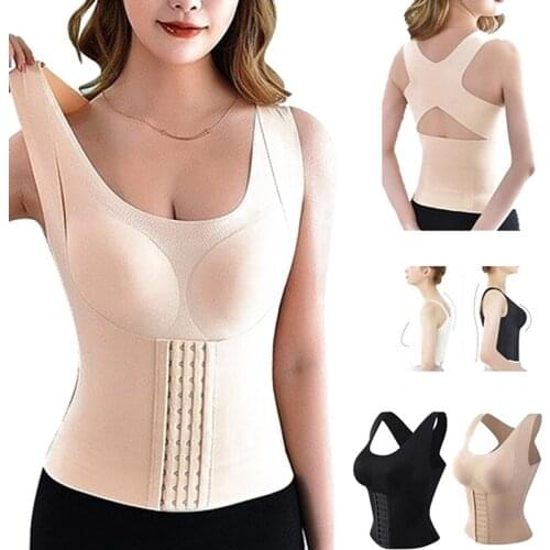 Women Reducing Girdle Posture Corrector Bra Seamless Underwear Slimming Belly Sheath Cross Back Tank Tops Body Fitness Vest