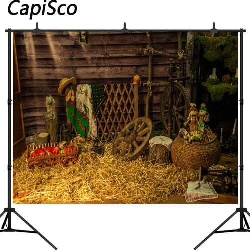 Capisco Farm Wooden House Haystack doll Flowers Photography Background Customized Photographic Backdrop For Photo Studio