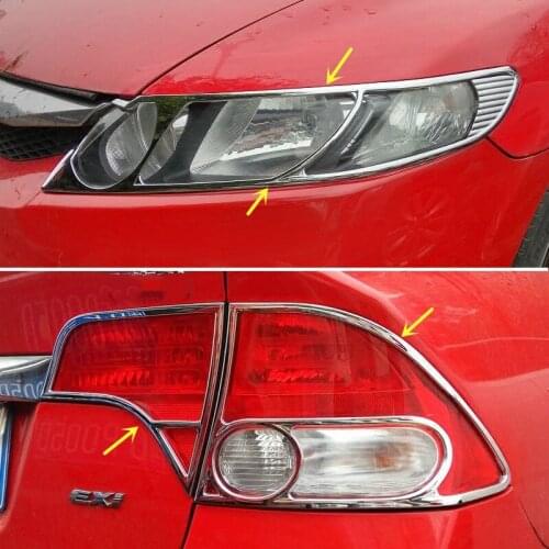For Honda CIVIC 2006-2011 ABS Chrome before headlight decorative frame rear tail light decorative frame car accessories