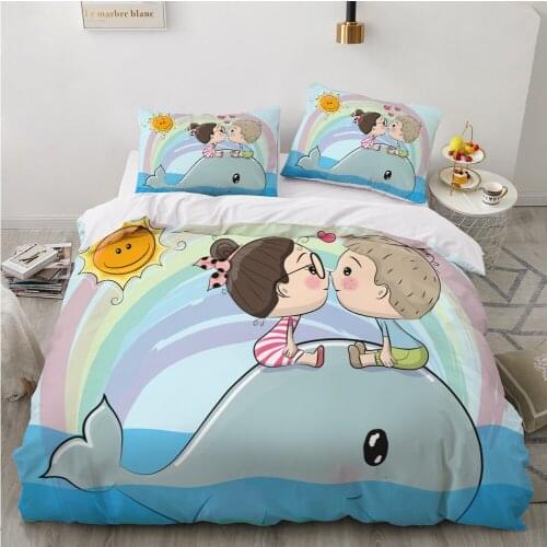 Kids Bedding Set for baby cartoon duvet cover set for home bed linen pillowcase family sets Euro holiday set dolphin drop