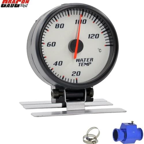 Dragon gauge 60mm Pointer White Face Blue backlight Car motorcycle Water temp gauge temperature Meter 20-120 Celsius With Sensor