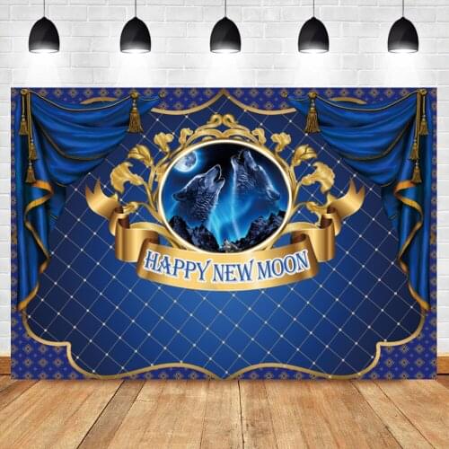 Laeacco Blue Curtain New Moon Festival Backdrop Judaism Party Decor Poster Shoot Photozone Photography Background Photo Studio