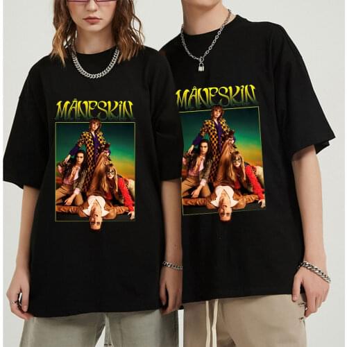Maneskin T Shirt 2021 New Summer Fashion Women Casual Hip Hop T-Shirt Hot Female Harajuku Unisex Tops Tee Shirt Vintage Tshirts