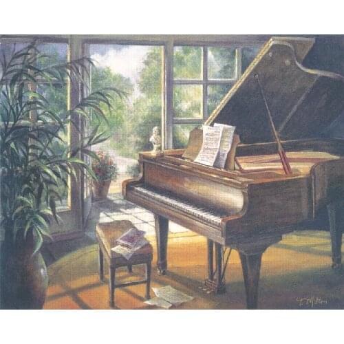 Canvas prints art picture Handpainted Piano oil painting fine living room decor craft