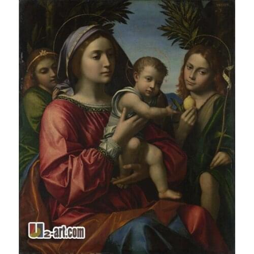 Canvas Prints ( Virgin and Child with the Baptist and an Angel) reproduction picture for room HD printed painting Religion-370