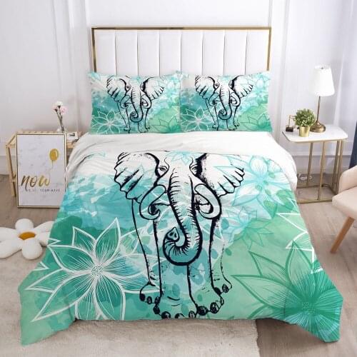 Bedding Sets Duvet Cover Set Elephant Comforther Cases Quilt Covers Pillowcase King Queen Full Twin Size 3D Bohomia Bed Linens