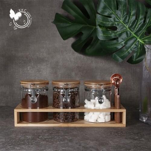 KKC Glass Airtight Coffee Bean Storage Containers for Counter,Ground Coffee Holder Jars,Airtight Glass Countertop Storage Jars
