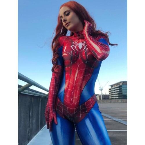 Adults/Kids MJ Jamie Suit Mary Jane Cosplay Costume Bodysuit Red Black Cat Suit Female Girl Zentai Tight Party suit