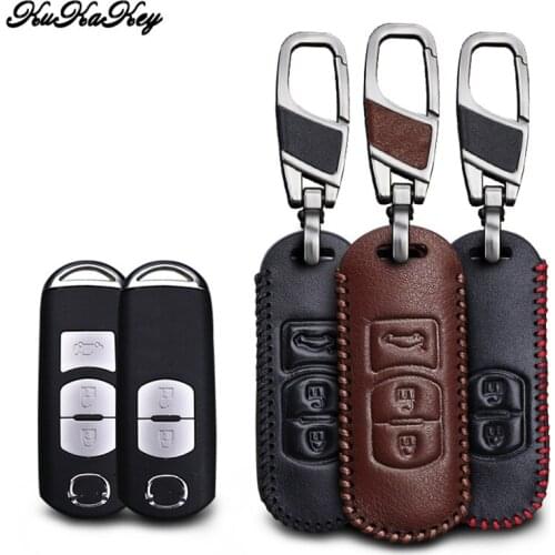 Leather Car Key Case Cover For Mazda 3 5 6 8 CX5 CX7 CX9 M6 GT 2016 2017 Smart Remote Car Key Shell Protection Car Styling