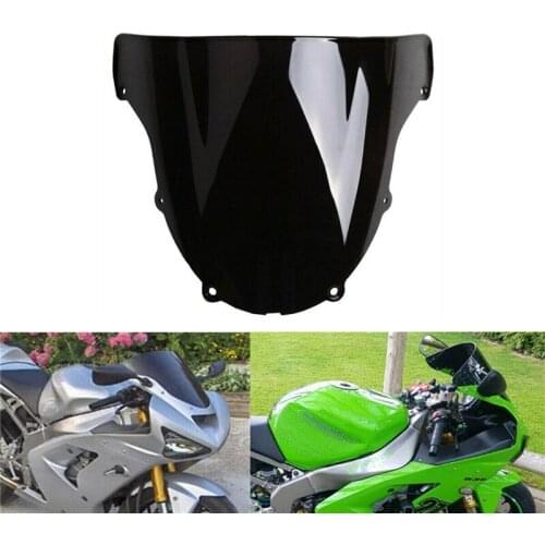Clear Black Motorcycle Windshield Windscreen Fit For KAWASAKI Ninja ZX600 ZX636 ZX6R ZX-6RR 2003 2004