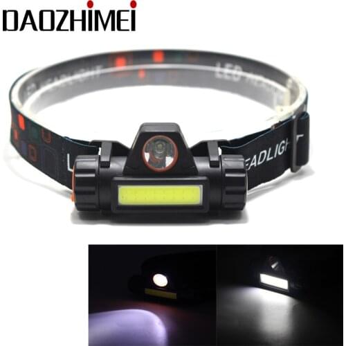 Mini waterproof headlamp portable XPE+COB built-in battery LED flashlight USB outdoor camping multifunction lantern