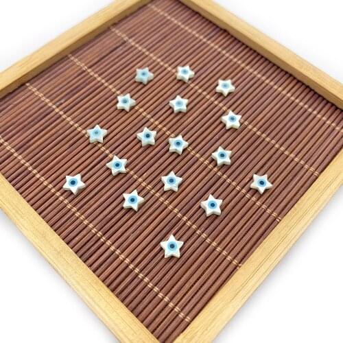 Natural Sea Shell Pendant Five-pointed Star Shape Blue Greek Eye Magic Eye Suitable for Jewelry Making Necklace Accessories