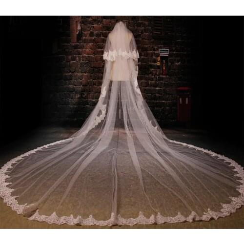 New white soft lace lace tattoo yarn long bride wedding wedding veil custom free mail