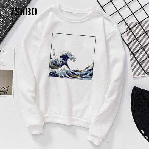 Wave new fashion large size O-neck loose female long-sleeved winter Japanese Harajuku cartoon art printing sweatshirt