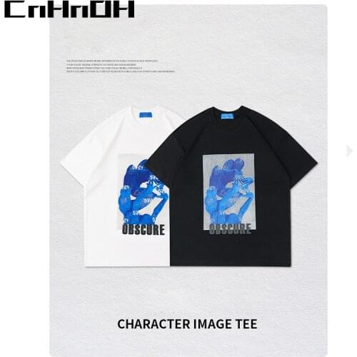 CnHnOH spring and summer new arrivals hip-hop tide brand t-shirt four-dimensional abstract oversize short-sleeved t-shirt A063