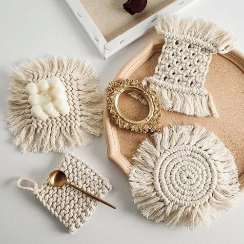 Moroccan Style Rattan Woven Coaster Heat Mat Tassels Insulation Bowl Placemats Homewares Heart-shaped Square Round 12 Styles