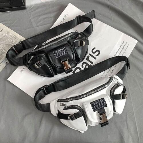 Street Trend Waist Bag Unisex Belt Bags Hip-hop Wild Women Shoulder Messenger Bag PU Leather Large Capacity Chest Pack