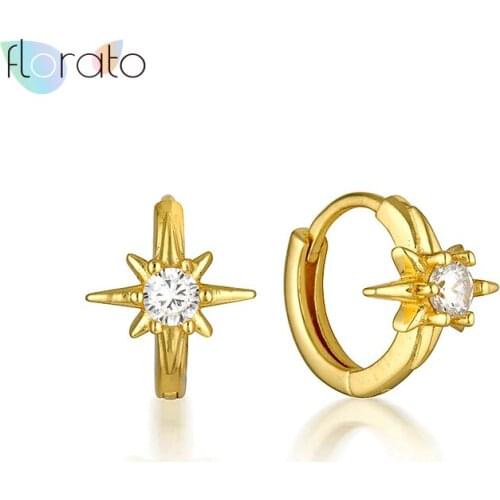 Simple Geometry Zircon Crystal Small Hoop Earrings 925 Sterling Silver hoop earrings for Women Fashion Jewelry 2020